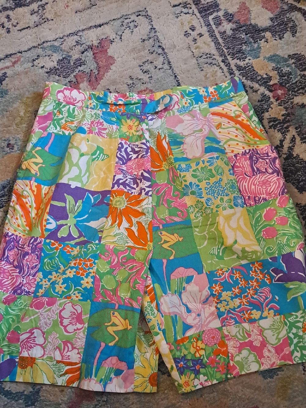 Vintage Lilly Pulitzer Tropical Patchwork Bermuda Shorts -size 12